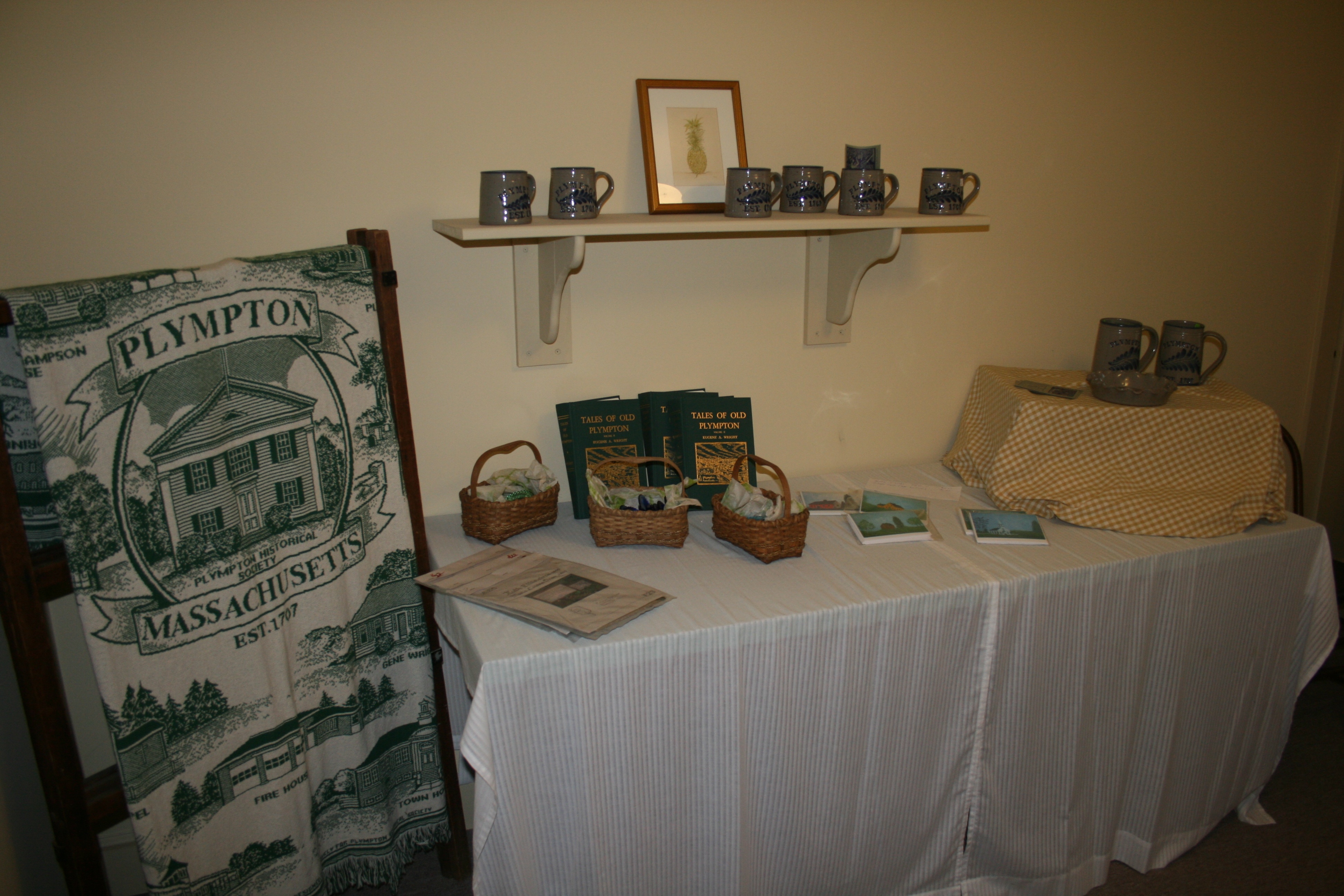 Display of items for sale at PHS' building